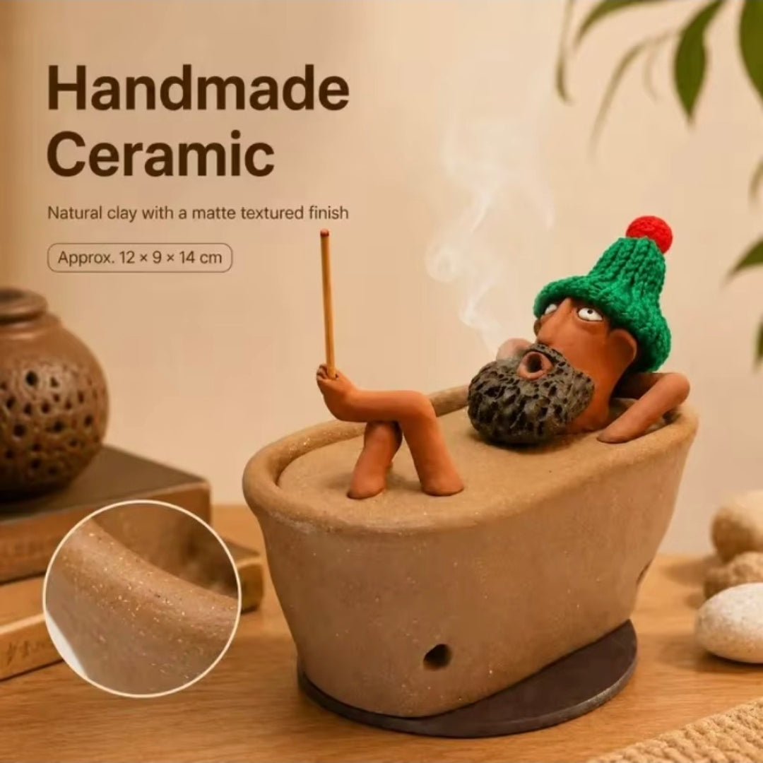 Lazy Bath Man – Ceramic Incense Burner